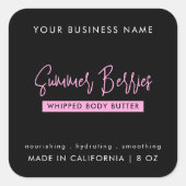 Sticker Carré Script tendance Beurre de corps rose noir Cosmetic (Devant)