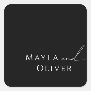 Sticker Carré Script Whimsical Phoques d'enveloppes de Mariage