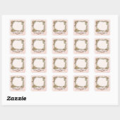 Sticker Carré Scrolls Ornementaux Écriture Française Roses Rose (Feuille)