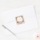 Sticker Carré Scrolls Ornementaux Écriture Française Roses Rose (Enveloppe)