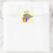Sticker Carré Sea Lion avec Beach Ball (Sac)