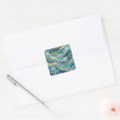 Sticker Carré Sea of Waves Teal Mosaic Fine Art (Enveloppe)