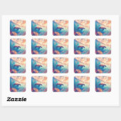 Sticker Carré Sea Turtle Swimming in Tropical Ocean (Feuille)