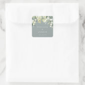 Sticker Carré Seafoam Green Snowberry+Eucalyptus Mariage (Sac)