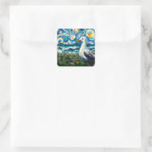 Sticker Carré Seagull Van Gogh Style Plage Sky Merci (Sac)