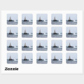 Sticker Carré Seascap with lighthouse (Feuille)