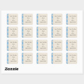 Sticker Carré Seashell Beach Wedding Enregistrer La Date (Feuille)