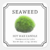Sticker Carré Seaweed Soy Wax Candle Label (Devant)