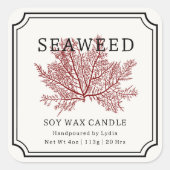 Sticker Carré Seaweed Soy Wax Candle Label (Devant)