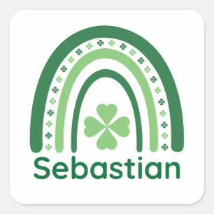 Sticker Carré Sebastian Nom Clover Bohème Arc-en-ciel