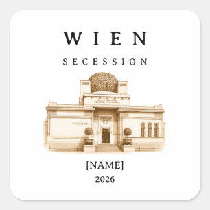 Sticker Carré Sécession viennoise personnalisée   Nom & Année