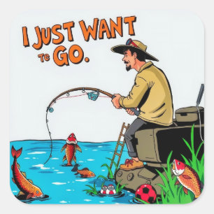 Sticker Carré S'échapper dans la sérénité : le rêve d'un pêcheur