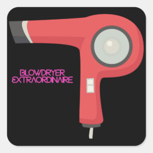 Sticker Carré Sèche-cheveux Coiffeur Art Cool