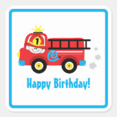 Sticker Carré Secourt de pompier du moteur Red Fire Truck (Devant)