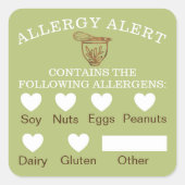 Sticker Carré Sécurité alimentaire Alerte allergique Boulangerie (Devant)