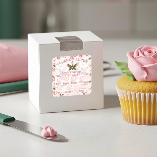 Sticker Carré Sécurité alimentaire Alerte allergique Boulangerie