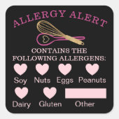 Sticker Carré Sécurité alimentaire Alerte allergique Boulangerie (Devant)
