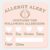 Sticker Carré Sécurité alimentaire Alerte allergique Pink Bakery (Devant)