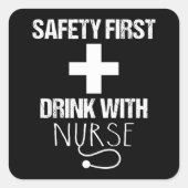 Sticker Carré Sécurité Première Boisson Avec Infirmière (Devant)