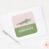 STICKER CARRÉ SEERSUCKER ALLIGATOR (ROSE) (Enveloppe)