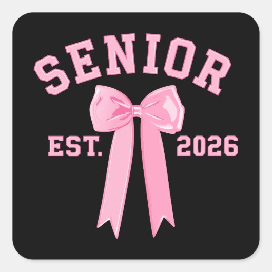 Sticker Carré Senior 2026 Pink Bow (Devant)