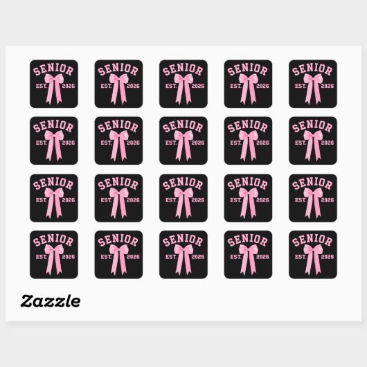 Sticker Carré Senior 2026 Pink Bow (Feuille)