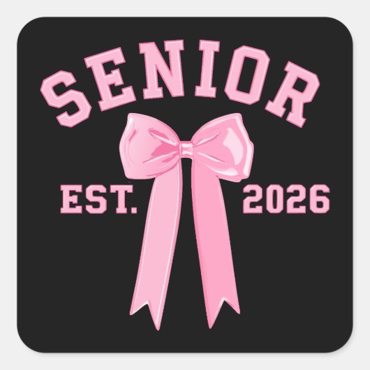 Sticker Carré Senior 2026 Pink Bow (Devant)