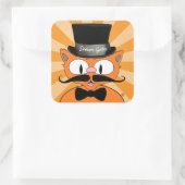 Sticker Carré Señor Gato Cartoon Mustache Chat avec Cravate Bow (Sac)