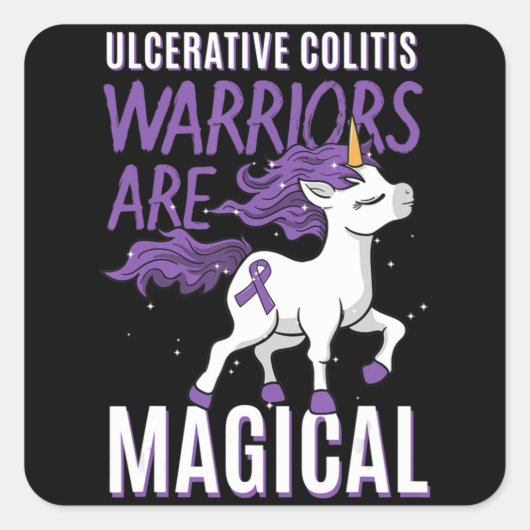Sticker Carré Sensibilisation à la colite ulcérative IBD Unicorn (Devant)