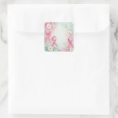 Sticker Carré Sensibilisation au cancer du sein Rubans et margue (Sac)