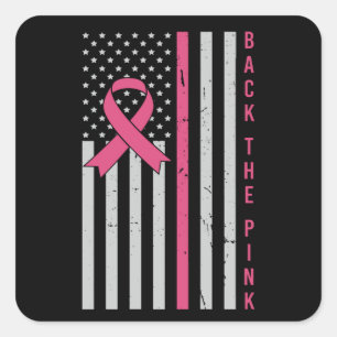 Sticker Carré Sensibilisation au cancer du sein, soutenez le ros