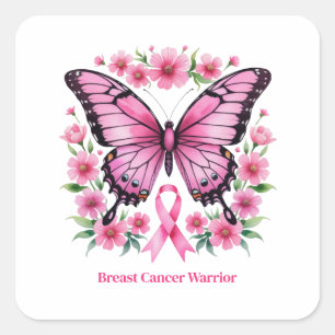 Sticker Carré Sensibilisation personnalisée au cancer du sein ro