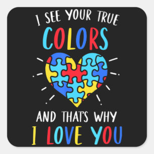 Sticker Carré Sensibilisation sur l'autisme Coeur Je Vois Vos Vr