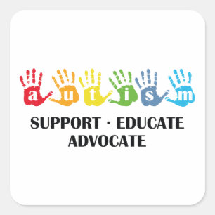 Sticker Carré Sensibilisation sur l'autisme : Support Educate Ad