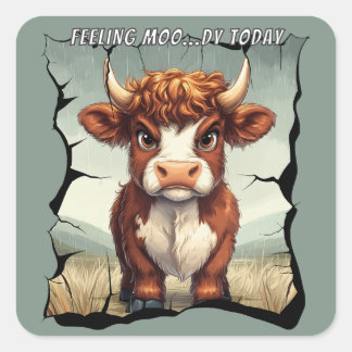 Sticker Carré Sentez-vous Moody Today Vache Highland