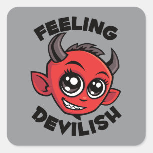 Sticker Carré Sentiment délirant mignon diable souriant