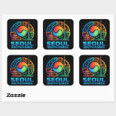 Sticker Carré Séoul Corée du Sud (Feuille)