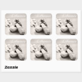 Sticker Carré Sepia Ballet Slipper Pointe Chaussures Modèle de d (Feuille)