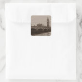 Sticker Carré Sepia Big Ben Tower Palace de Westminster (Sac)