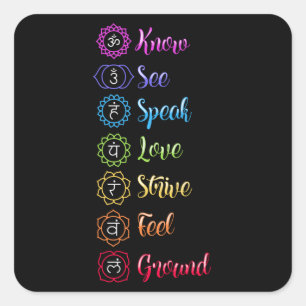 Sticker Carré Sept Chakra Om Yoga