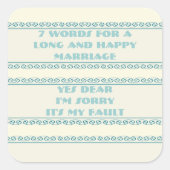 Sticker Carré Sept mots pour un mariage long et heureux (Devant)