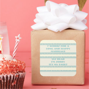 Sticker Carré Sept mots pour un mariage long et heureux