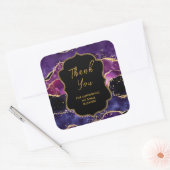 Sticker Carré Séquins dorés violets foncés Agate Merci d'entrepr (Enveloppe)