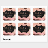 Sticker Carré Séquins noir et rose Agate Anniversaire Merci (Feuille)