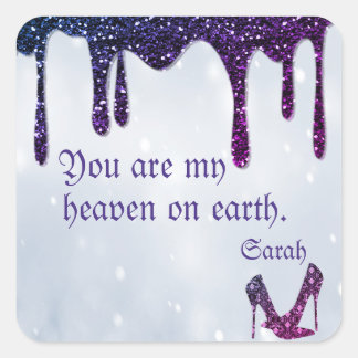 Sticker Carré Séquins Violets, Talons