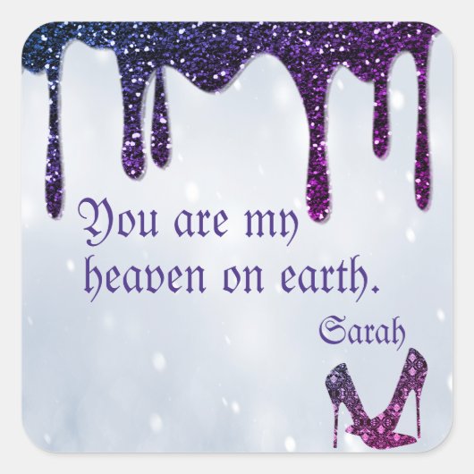 Sticker Carré Séquins Violets, Talons (Devant)