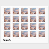 Sticker Carré Serene Coastal Blossom Pink Gold Frame Landscape (Feuille)