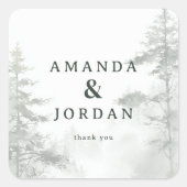 Sticker Carré Serene Gray Misty Forest Scene (Devant)