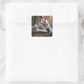 Sticker Carré Serene White Tiger Companions (Sac)