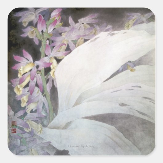 Sticker Carré Série de fleurs II- Phaius (Devant)